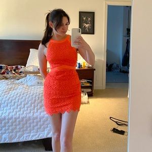 ASTR Revolve Neon Orange Lace Mini dress size unknown
